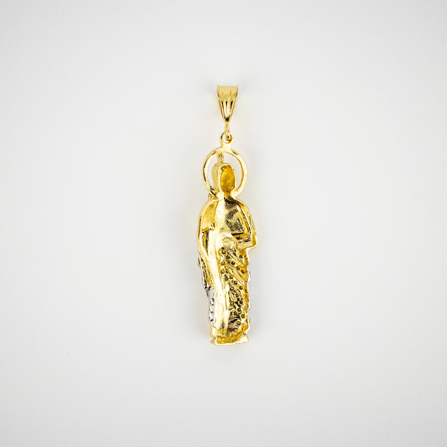 SAN JUDAS CHARM 4" GOLD FILLED & CUBIC ZIRCONIA. (DEX-01)