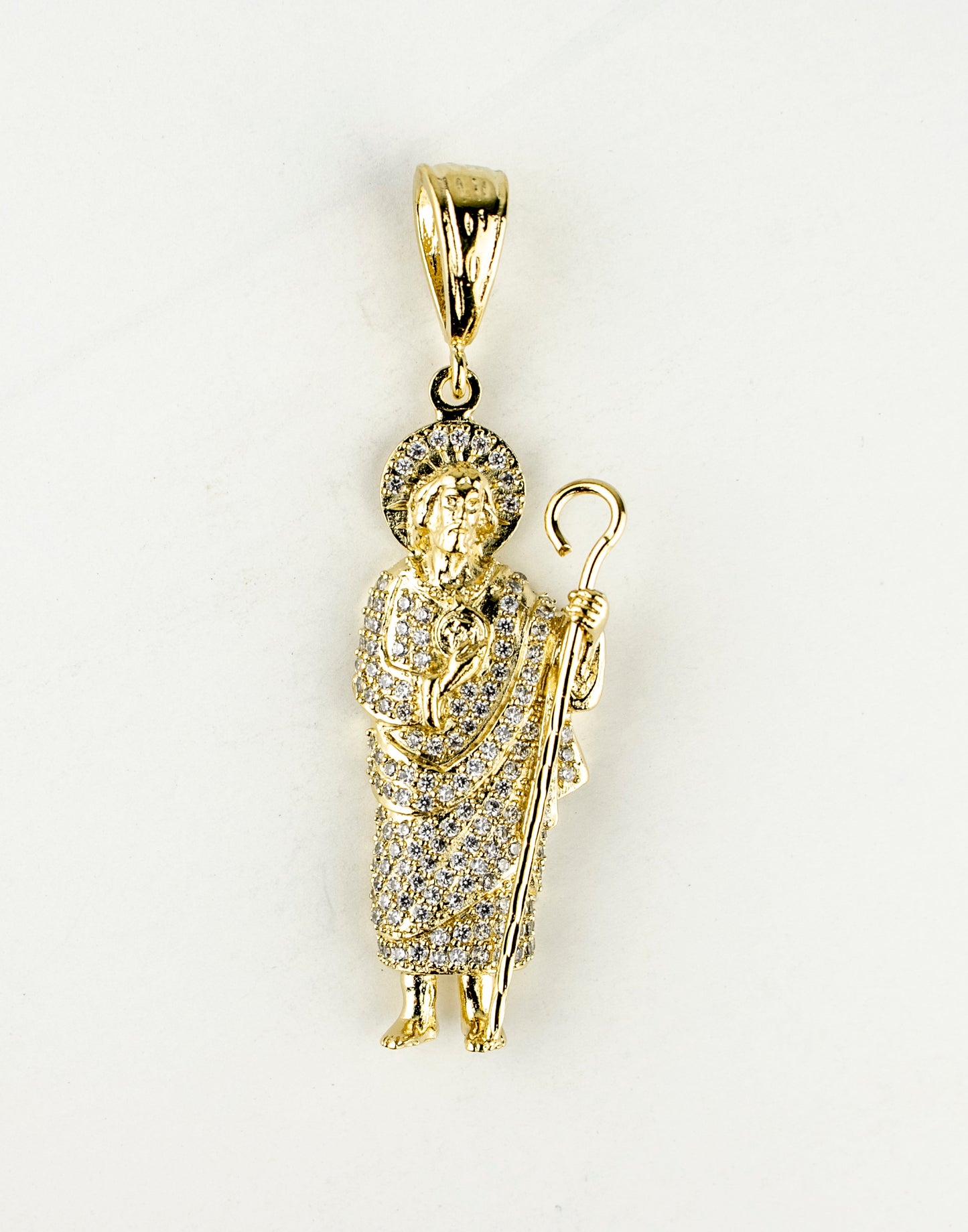 SAN JUDAS CHARM 3" GOLD FILLED & CUBIC ZIRCONIA (DEX-96-02)