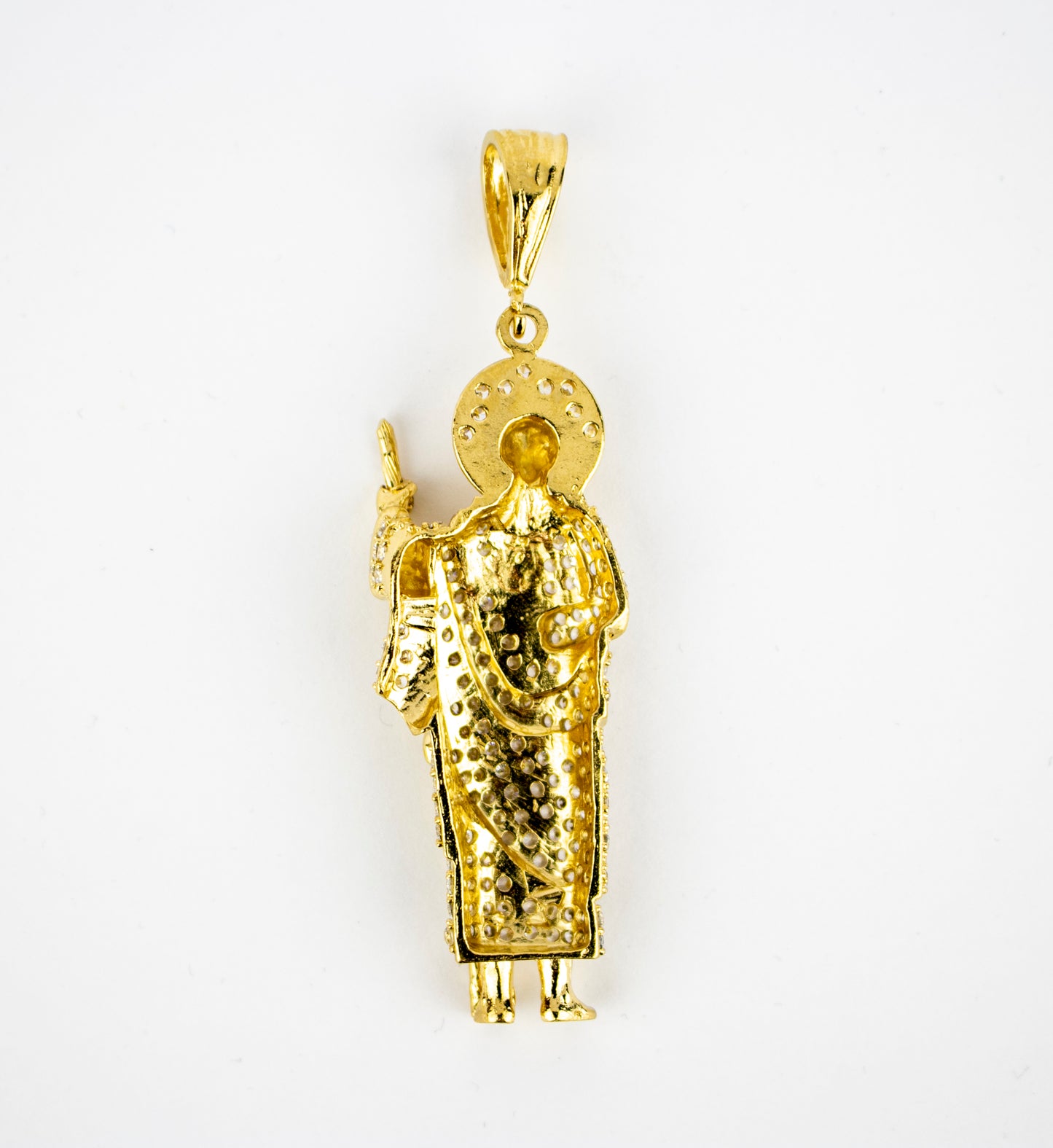 SAN JUDAS CHARM 3" GOLD FILLED & CUBIC ZIRCONIA. (DEX-96-03)