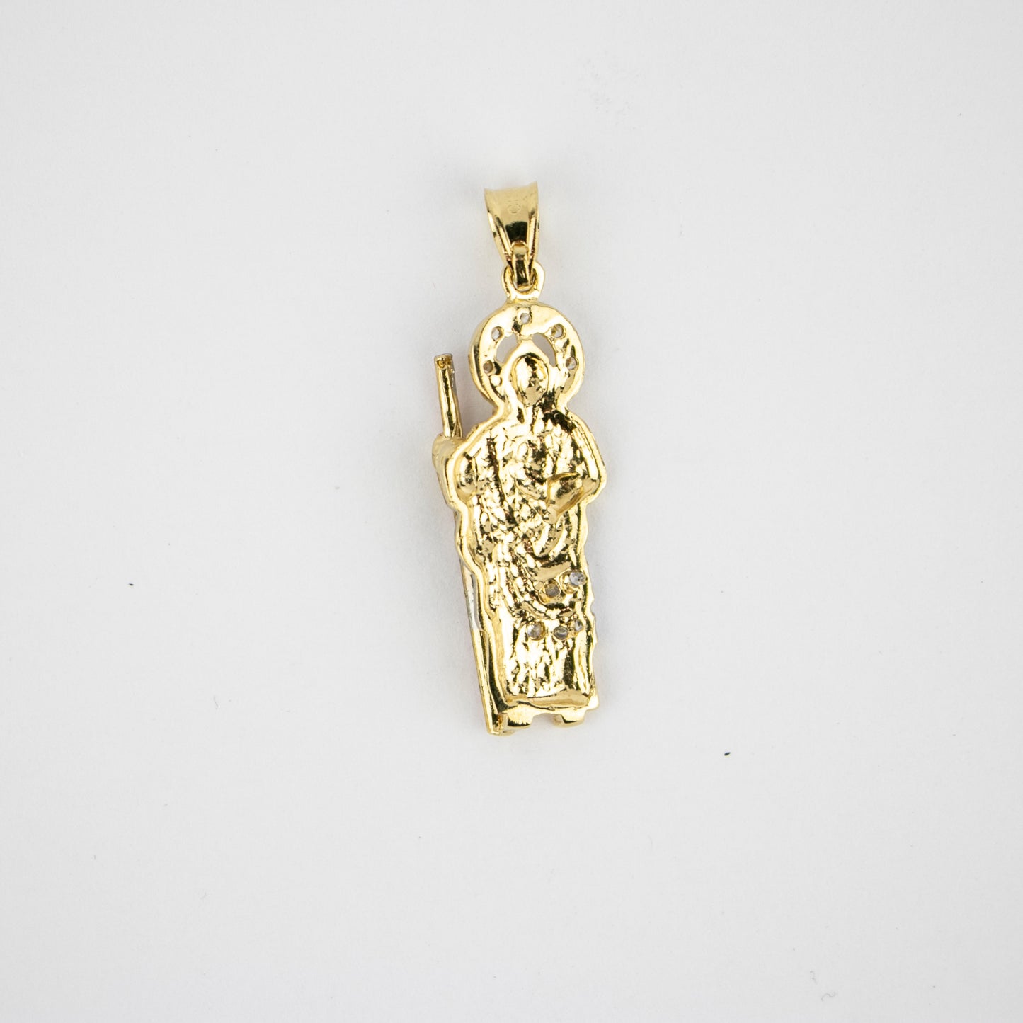 SAN JUDAS CHARM 1.5" GOLD FILLED & CUBIC ZIRCONIA (DP-65)