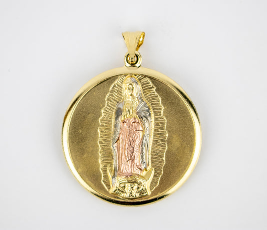 THREE COLOR MEDAL VIRGEN & SAN JUDAS 2mm GOLD FILLED & CUBIC ZIRCONIA (M-05)