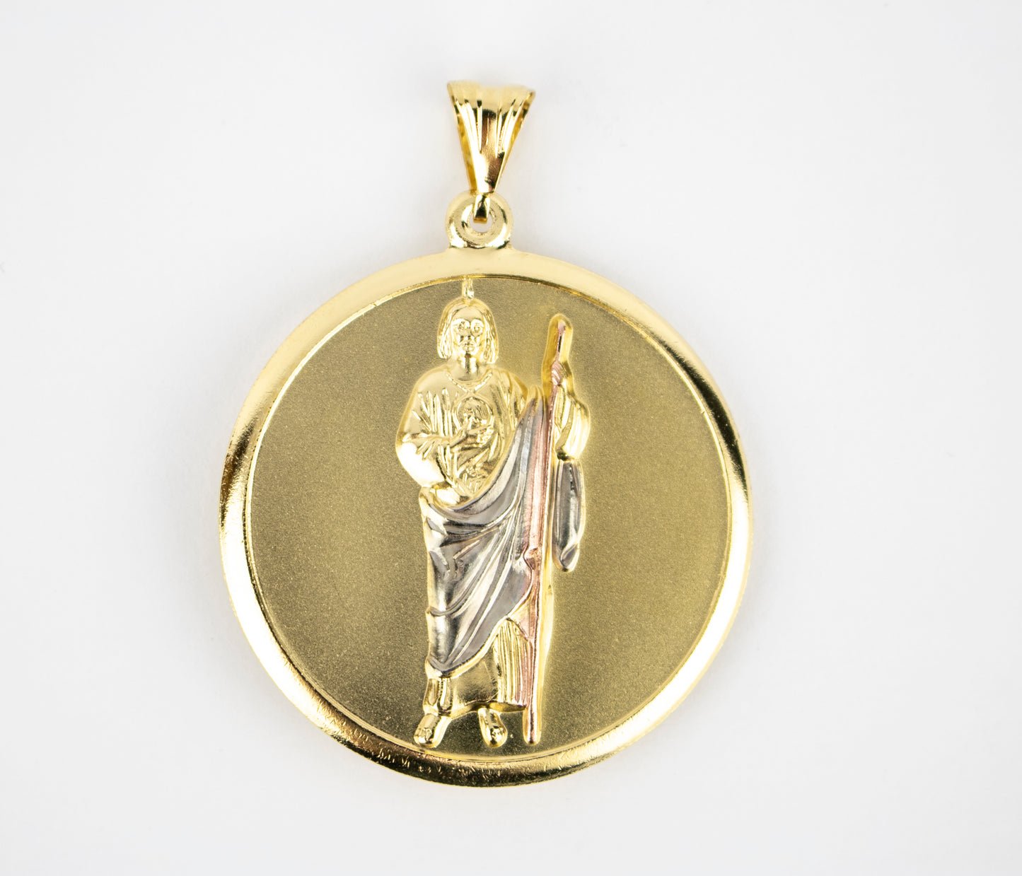 THREE COLOR MEDAL VIRGEN & SAN JUDAS 2mm GOLD FILLED & CUBIC ZIRCONIA (M-05)
