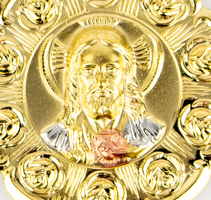 MEDALLA CON VIRGEN DE GUADALUPE Y SAGRADO CORAZON 3 TONES 1" (MED-ES89)