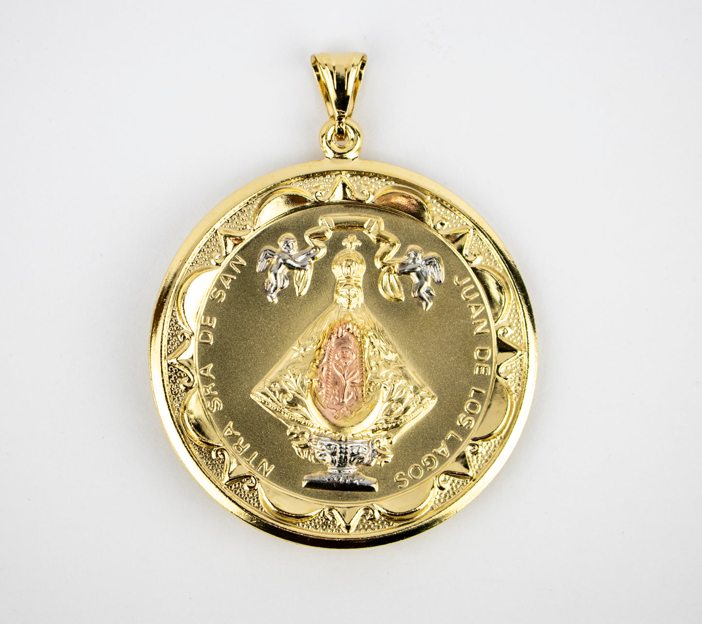MEDAL OF SAN JUAN DE LOS LAGOS & VIRGEN DE GUADALUPE THREE COLOR 2 1/2" (X-04)