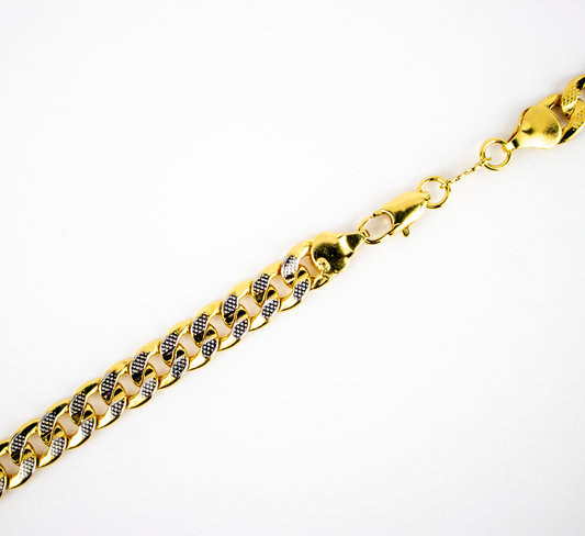 CUBAN LINK CHAIN TWO TONES GOLD FILLED 6MM. (CAD-C-12-2T)