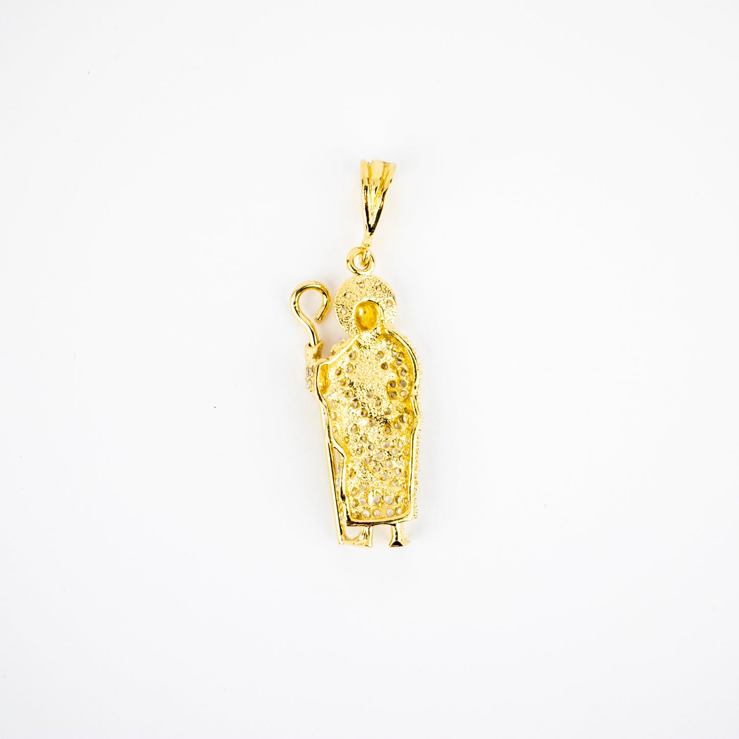 SAN JUDAS CHARM 1.5" GOLD FILLED & CUBIC ZIRCONIA. (DEX-96-01)